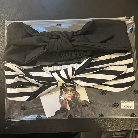 LELE SADOUGHI Timeless Classic Knotted Stretch Headbands Gift Bag Black White - Picture 7 of 8